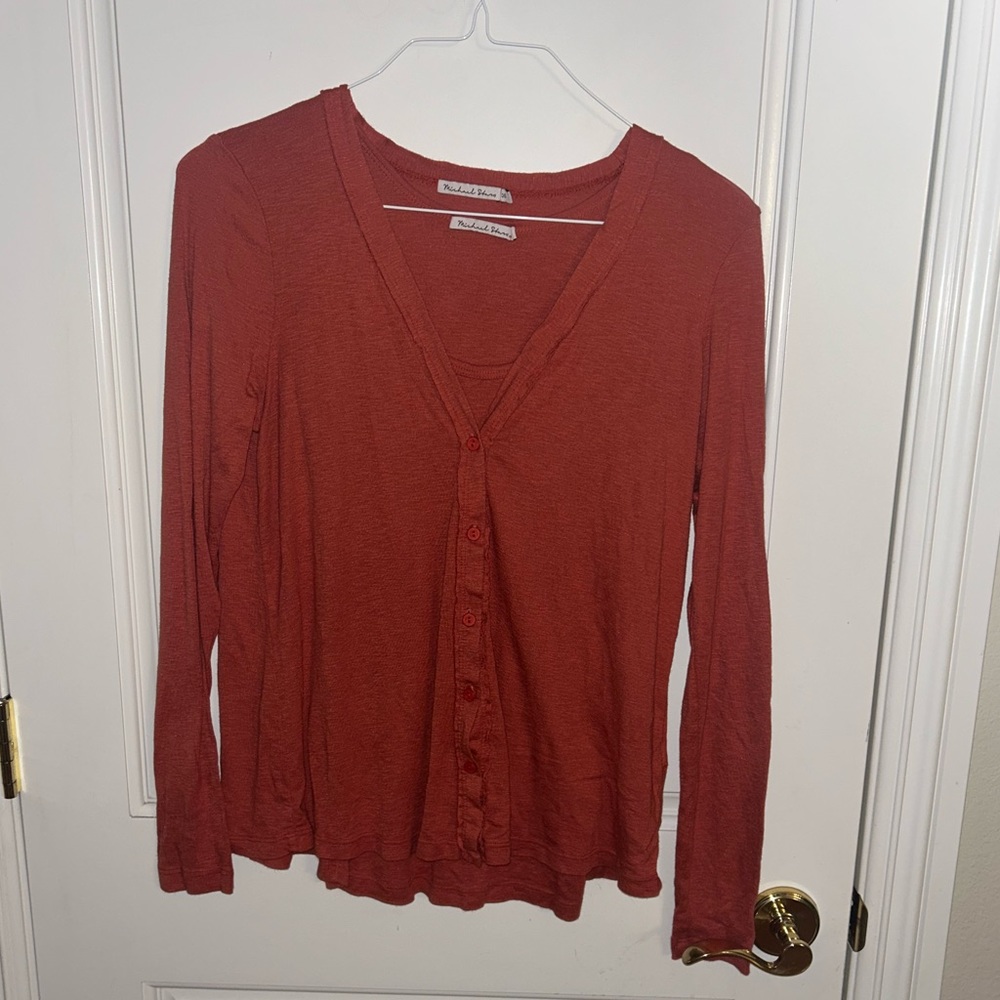 Michael Stars Burnt Orange Cardigan and Tank Top Set. One Size.